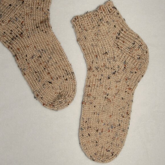 NEW Handmade Brown Flecks Ankle Socks, Women Size M (US 7.5-8) - Picture 7 of 11